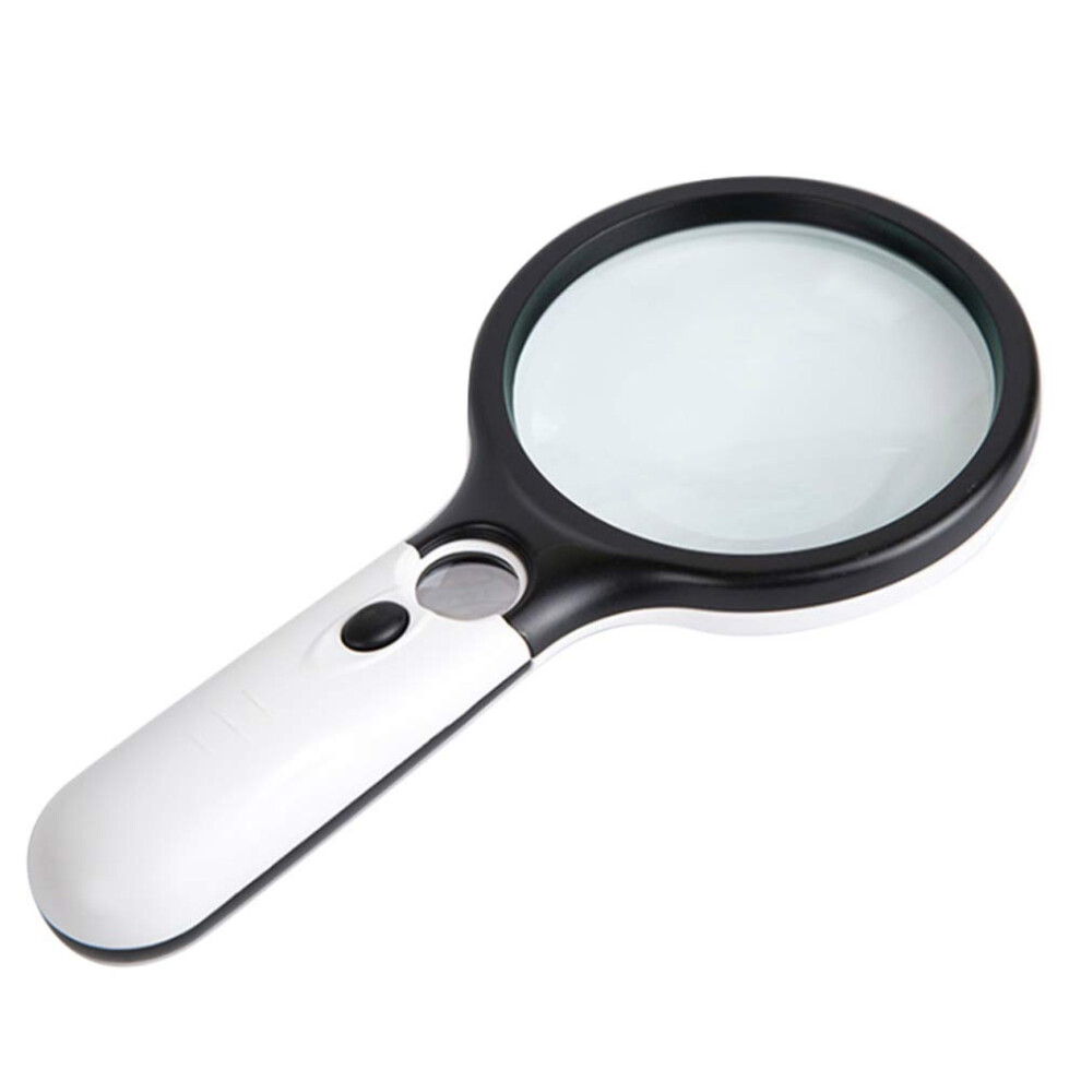 Light 90Mm Large Area Handheld Magnifier With Dual Led S 2.5X-45X Magnification Ultra- Portable Reading Aid