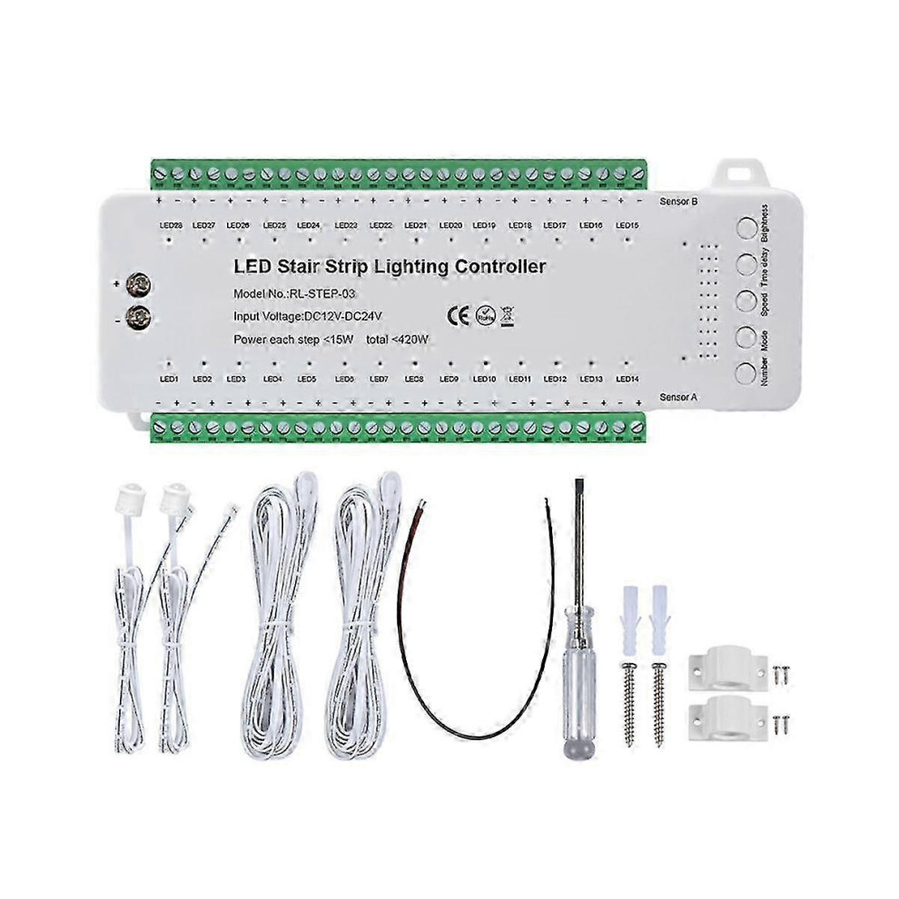 Kikidex (As Show, One Size) Stair Led Motion Sensor Controller Smart Stair Induction Controller Led Strip Dimmer Stairway Light