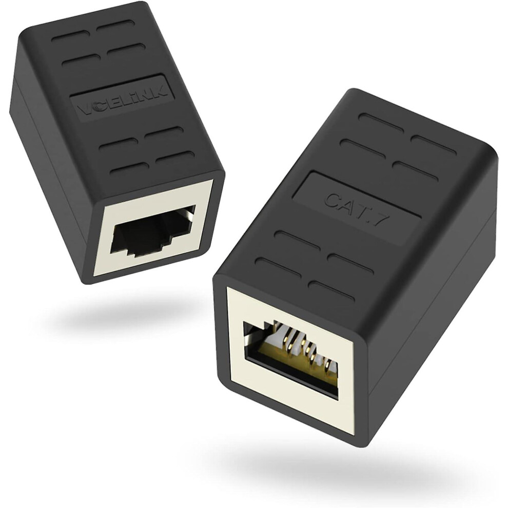 Kikidex (As Show, One Size) Shielded Rj45 Coupler Extension Ethernet Cable Cat7/Cat6a/Cat6/Cat5e Female To Female Connector Pack Of 2