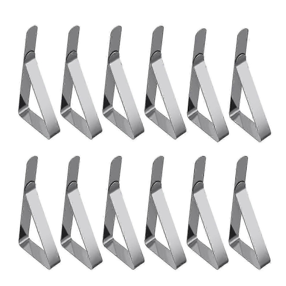 12 Pack Adjustable Stainless Steel Tablecloth Clips (Silver)