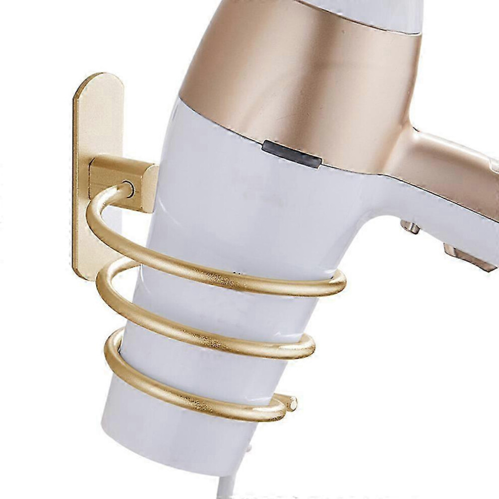 Kikidex (As Show, One Size) Hair Dryer Holder Space Aluminum Hair Dryer Rack Bathroom Rack- Gold