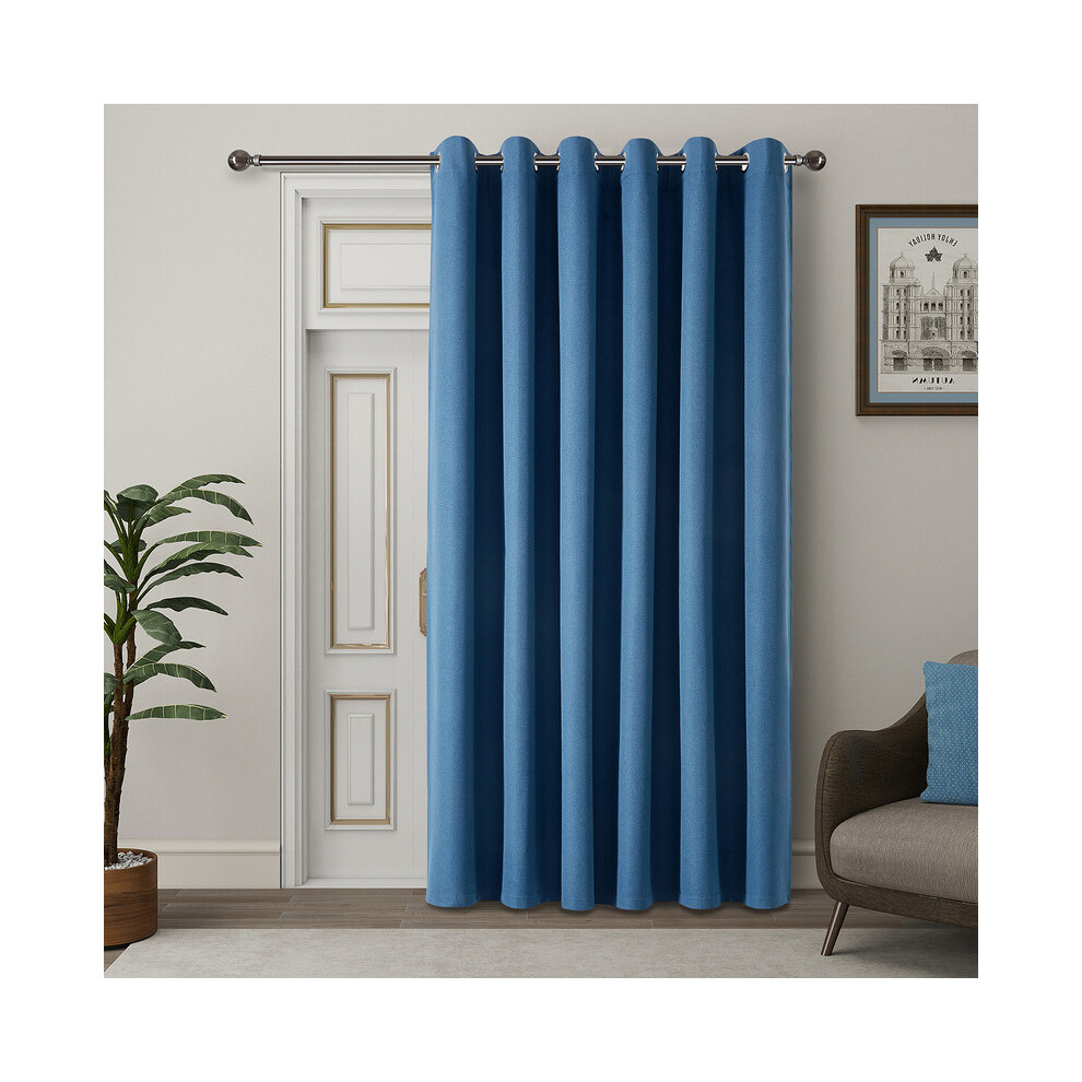 Supreme Bedding Ltd (66" X 84", ) 100% Blackout Linen Curtains Thermal Insulated Curtain Pair With Tiebacks Blue