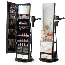 4 in 1 Swivel Jewellery Cabinet Lockable Jewelry Armoire Organiser