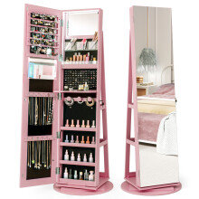 360° Rotating Jewellery Armoire Standing Jewelry Makeup Cabinet