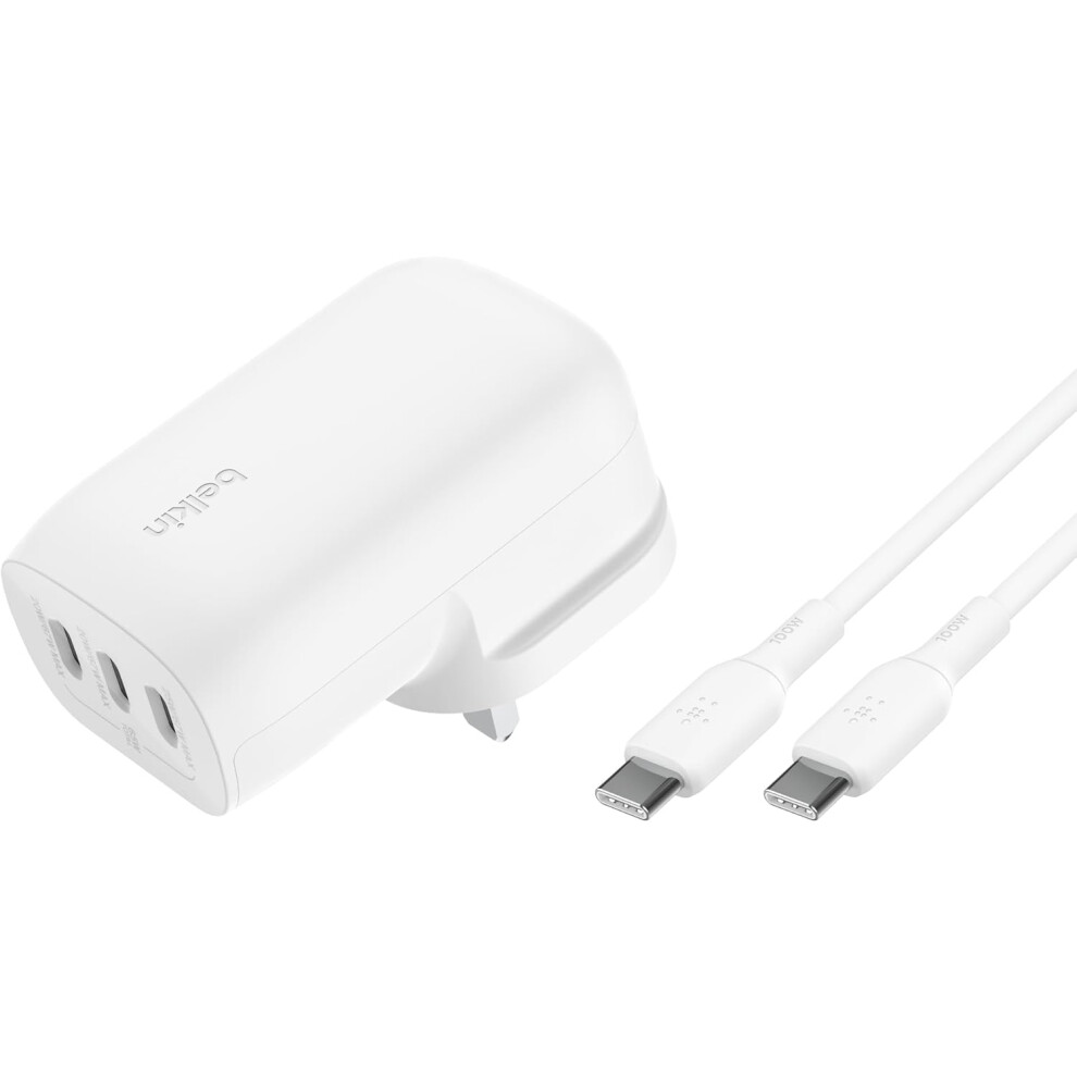 Belkin Boostcharge 3-Port Usb-C Wall Charger With Pps 67W, Pd 3.1 Enabled Fast Charging