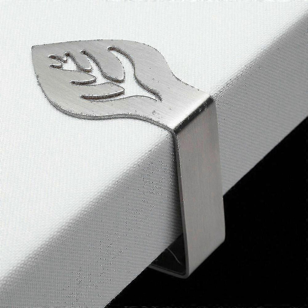 (12pcs) Leaf Shape Stainless Steel Tablecloth Clips for Home