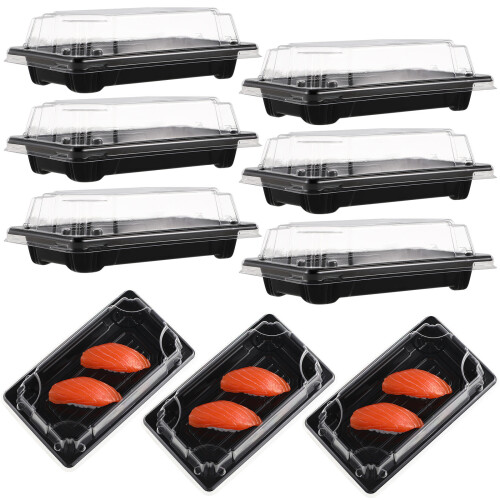 100Pcs Sushi Förpackningslåda Medtaglåda Takeaway Låda (Svart) 1