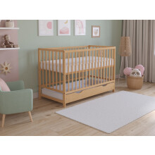 Asher Cot Bed 120x60cm with Drawer & Mattress (Natural Pine)