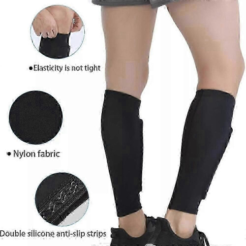 (S, black) Shin Defender KidsShindefender Compression Sleeve with Honeycomb Pads 1
