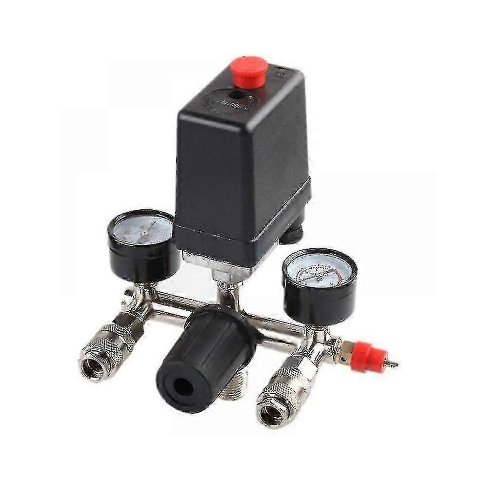 Kikidex (As Show, One Size) Pressure Regulator With Pressure Switch For Compressor Pressure Switch With 2 Displays