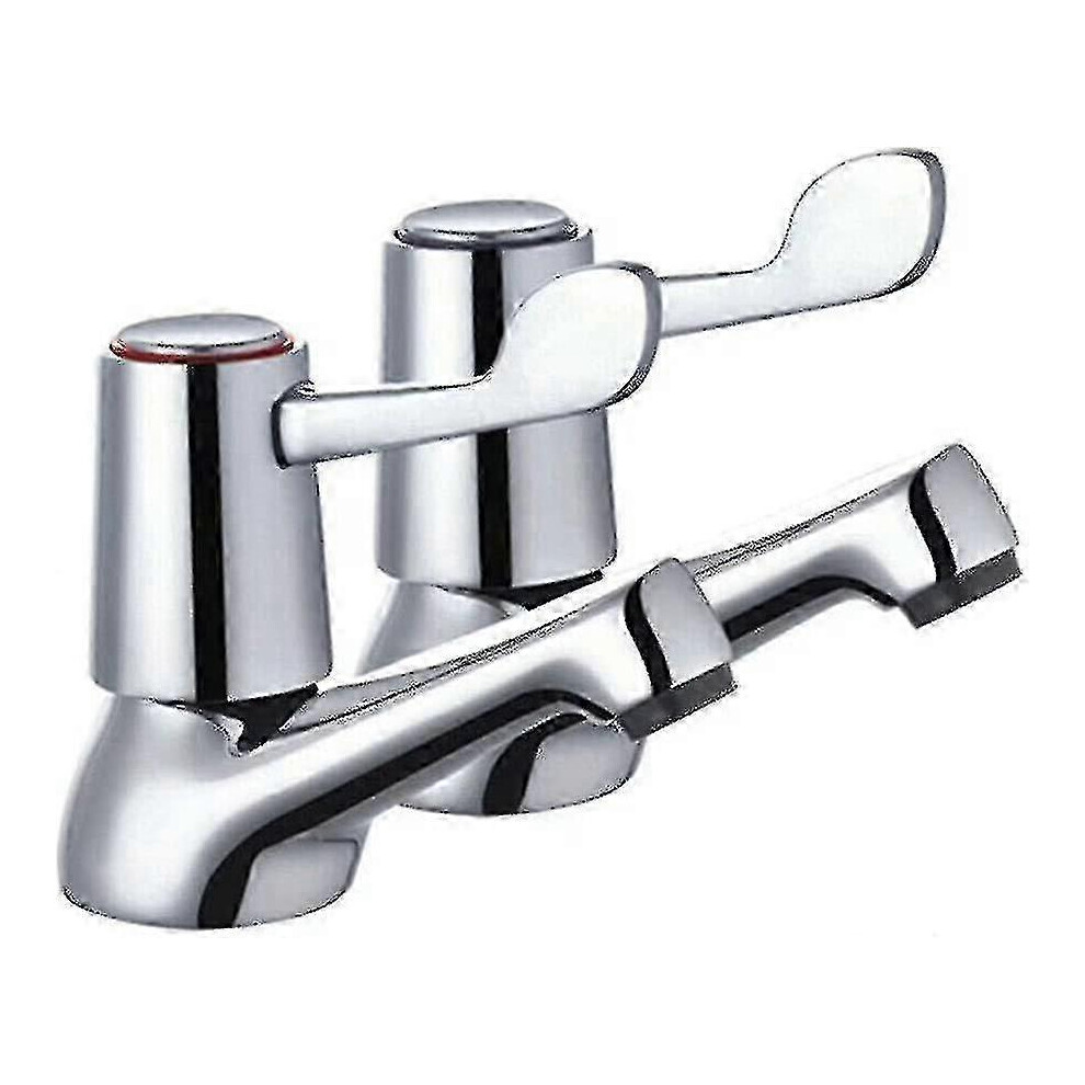 Kikidex (As Show, One Size) Bathroom Taps Lever - 1/2 Basin Taps Bathtub Set With Metal Knobs Pillar Polished Chrome Plated Walkbee Szrh A-F