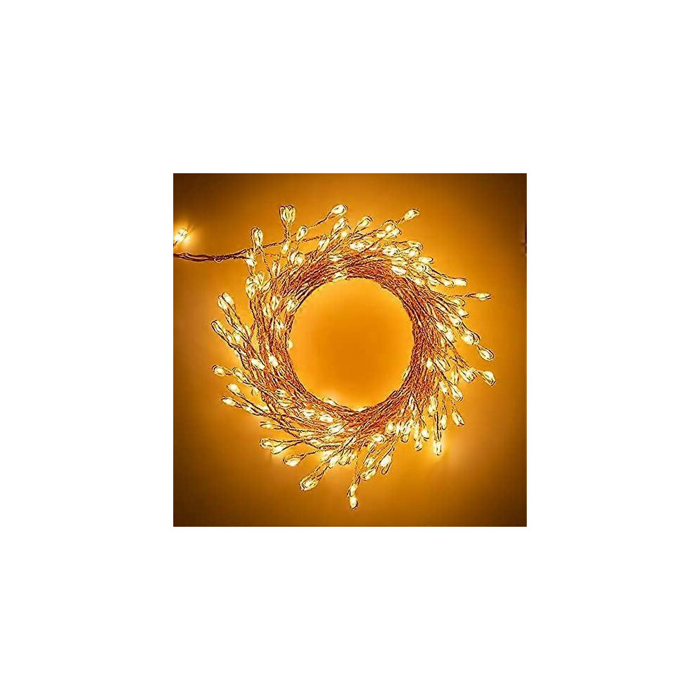 (As show, One size) 10-Foot Warm White Cluster Fairy Lights, 200 LEDs, 8 Lighting Modes, IP44 Waterproof, Indoor/Outdoor Use
