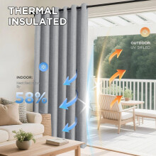 (66" X 84", SILVER) 100% Blackout Linen Door Curtains Thermal Insulated Single Curtain Panel with Tieback