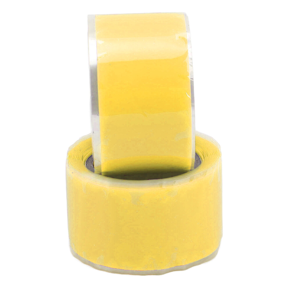 2Pcs Silicone Insulation Fusing Tape Waterproof Water Pipe Hose Repair Yellow 8431356626330