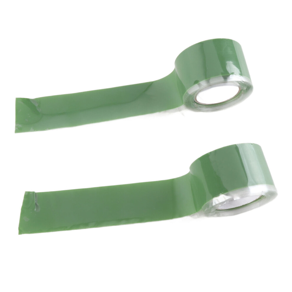 Waterproof Silicone Insulation Tape 2Pcs Self Fusing For Pipe Hose Repair Green 8721356626387