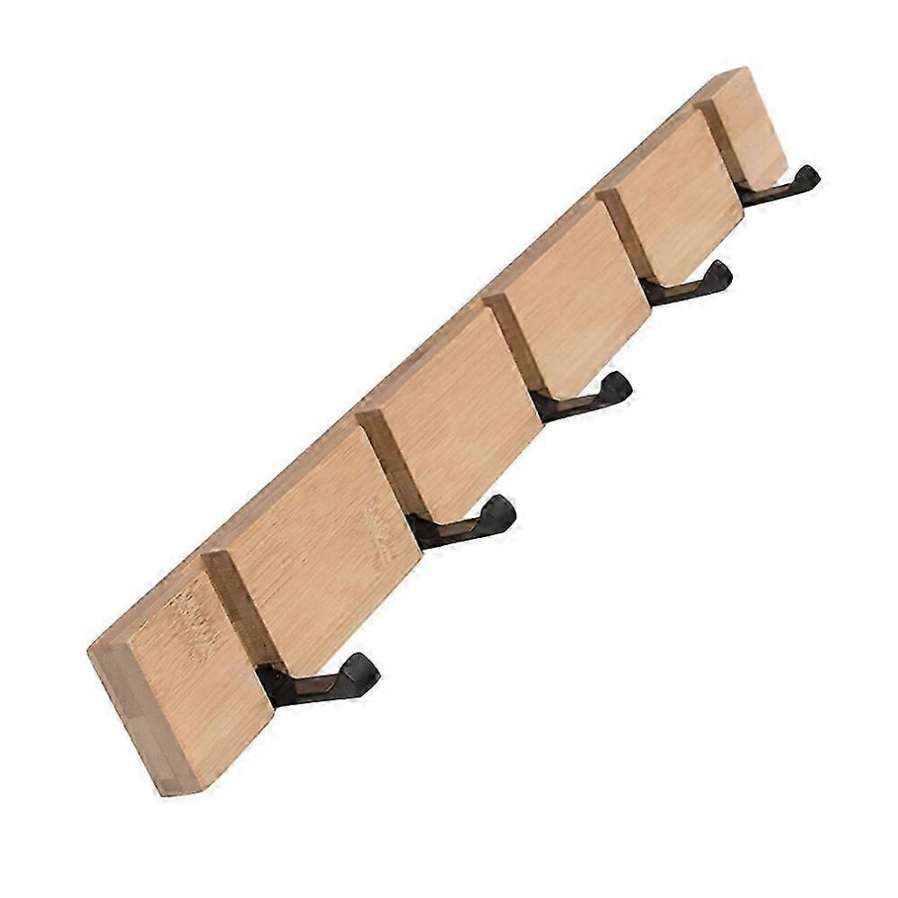 Kikidex (As Show, One Size) Nordic Style Wall Clothes Adhesive Hook Wall Hangers Clothes Hook Wooden Wall Living Room Row Hook