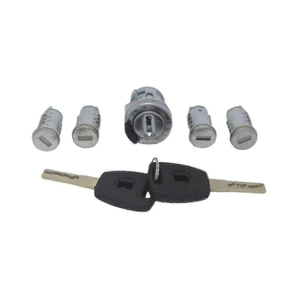 Kikidex (As Show, One Size) Al162 5Pcs Complete Set Ignition Door Trunk Lock Barrel Cylinder For Fiat Doblo Cargo Punto Panda With Sip22 Blade Keys