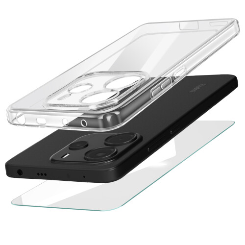 Mayaxess Protective Pack for Redmi Note 14 4G Soft Shell and Tempered Glass 1