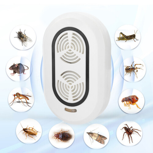 Ultrasonic Anti Mosquito Pest Bug Mouse Cockroach Repeller US Plug 110-220V (White) 2