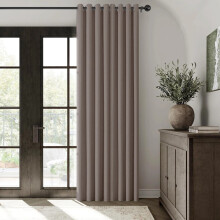 (66" X 84", BEIGE) 100% Blackout Door Curtains Thermal Insulated Single Curtain Panel with Tieback