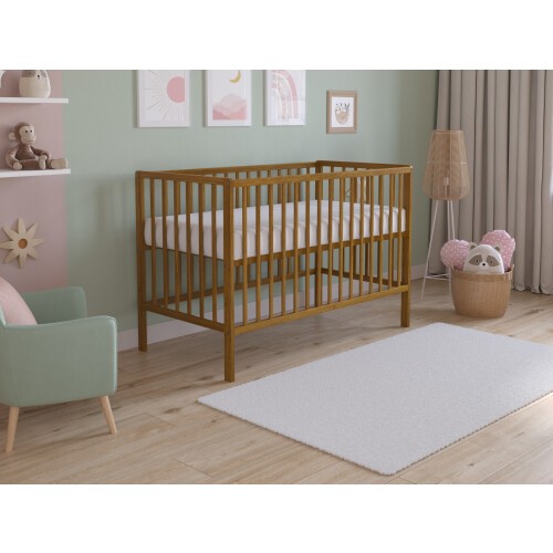 Asher Cot Bed 120x60cm with Mattress (Golden Oak)