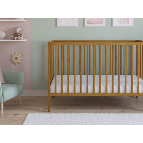 Asher Cot Bed 120x60cm with Mattress (Golden Oak) 2