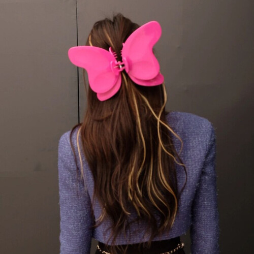 Pinza para el cabello de mariposa rosa extragrande 2