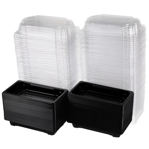 100Pcs Sushi Förpackningslåda Medtaglåda Takeoutlåda (Svart)