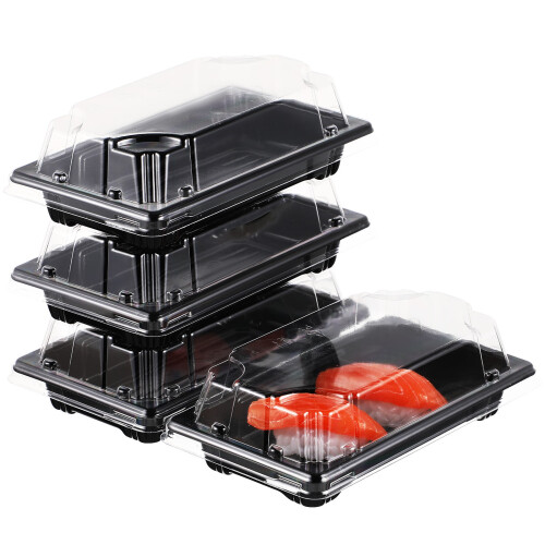 100Pcs Sushi Förpackningslåda Medtaglåda Takeoutlåda (Svart) 2