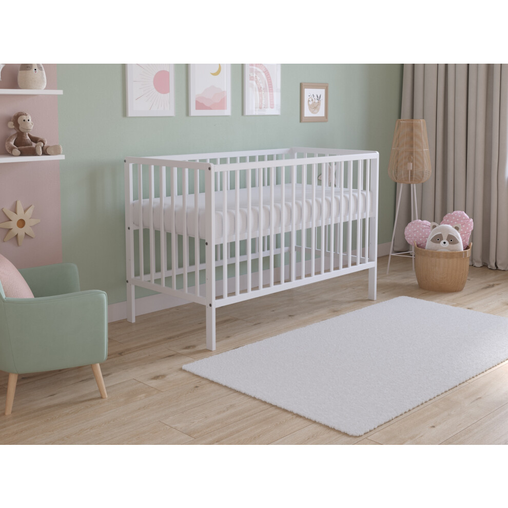 Asher Cot Bed 120x60cm with Mattress (White)-image-OPC-PMHM2ST-NEW