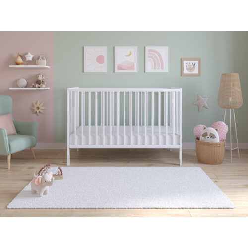 Asher Cot Bed 120x60cm with Mattress (White) 1