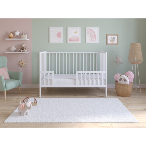 Asher Cot Bed 120x60cm with Mattress (White) 2