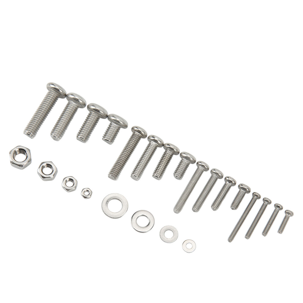884Pcs Stainless Steel Screw Nut Washer Assortment Kit M2-M5, Silver 8711356632457