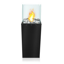 (Square) Ethanol Fireplace, Floor Fire Ventless Firepit with Safety Glass and Flame Extinguisher, Round