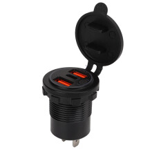 Dual-USB-Autoladegerät QC3.0 Schnellladung 12-24V mit Schalter Blaues Licht