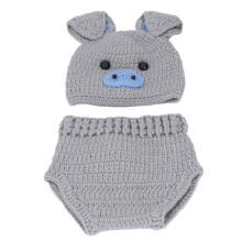 Tiefhimmelgrauer Baumwoll-Babytier-Fotokostüm für 0-3 Monate