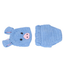 Niedliches Baby-Tier-Fotografie-Kostüm aus Wollfaden, Seeblau, 0–3 Monate