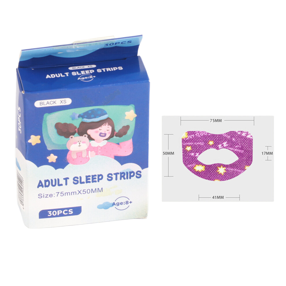 Blue/Purple Sleep Mouth Strips For Better Nose Breathing, 5X4cm & 7X5cm, 30 Pcs