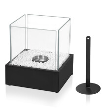 Table fireplace, Fire Bowl Pot Ethanol Ventless Firepit with Safety Glass, Square