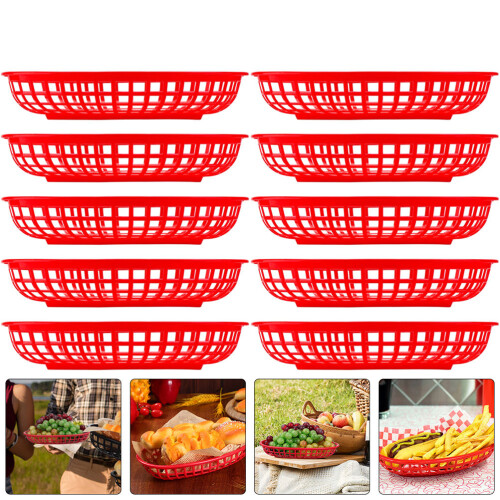 10Pièces Plateau Rouge En Solide Pour Snacks Décoration 2