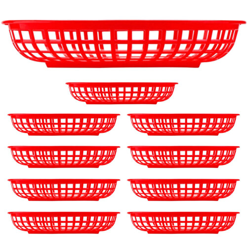 10Pièces Plateau Rouge En Solide Pour Snacks Décoration 1