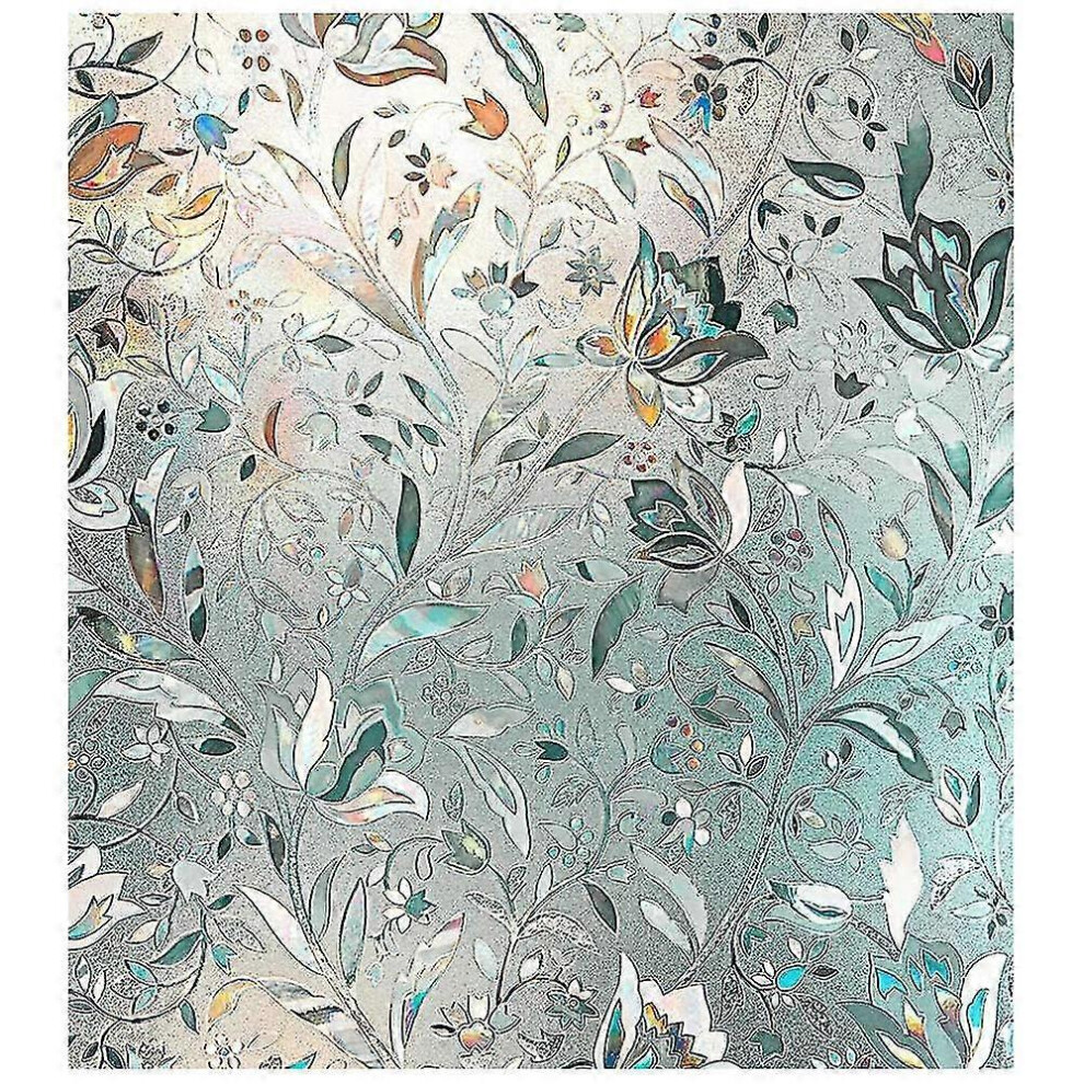 Kikidex (As Show, One Size) 3D Rainbow Window Film Stained Glass Vinyl Static Non Adhesive Film Opaque Privacy Protective -45X1