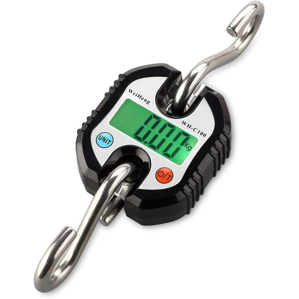 Kikidex (As Show, One Size) Luggage Scale With 2 Stainless Steel Hooks Portable Digital Crane Weight Scale (Black)