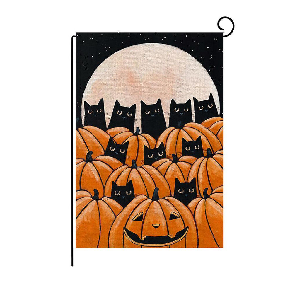 Kikidex (As Show, One Size) Double Sided Halloween Garden Flag, Linen Outdoor Decoration