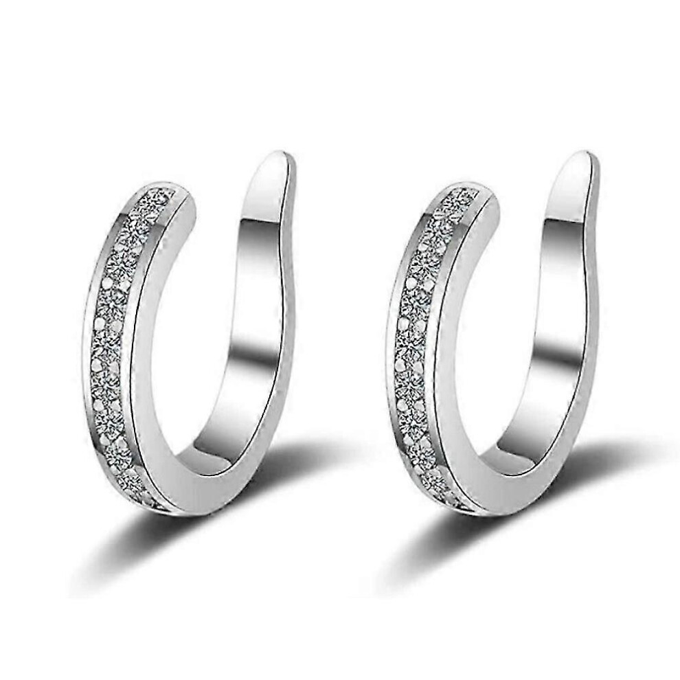 Kikidex (As Show, ) Fixura Ear Clips, Pierceless Ear Cuff, Thin Chunky Ear Cuffs Non Piercing Silver