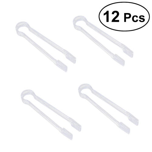 12Pcs Transparent Akrylisk Serveringspincett För Mat 2
