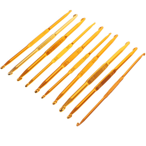 10 Pcs Aluminum Crochet Hook Ergonomic Handle Hooks Diy