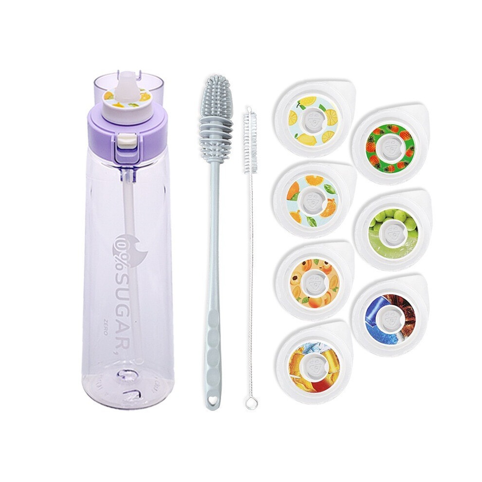 (Purple) Flavored Air 650ml Water Bottle Straw Mug Bottles With 7 Flavor Rings Gifts-image-OPC-PMHN6TT-NEW