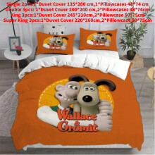 (Orange, Single(135x200cm)) Bedding Wallace Gromit Sets Comforter Quilt Bed Cover Duvet Pillow Cover Case