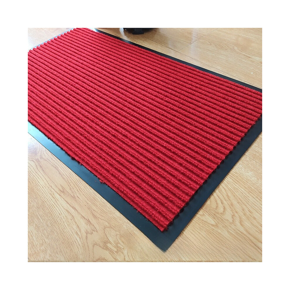 (Red, 50x80cm) Striped Double Floor Mat With Water Washable Surface For Kitchen Hallway Decor-image-OPC-PMHN8W8-NEW